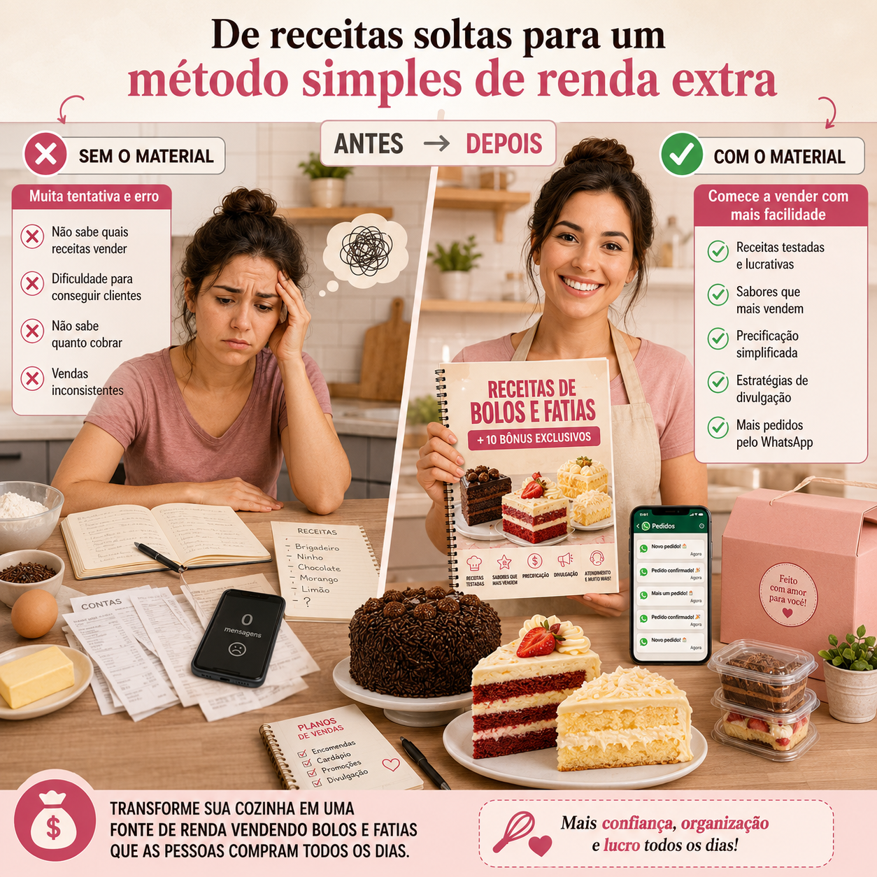 Antes e depois com o material